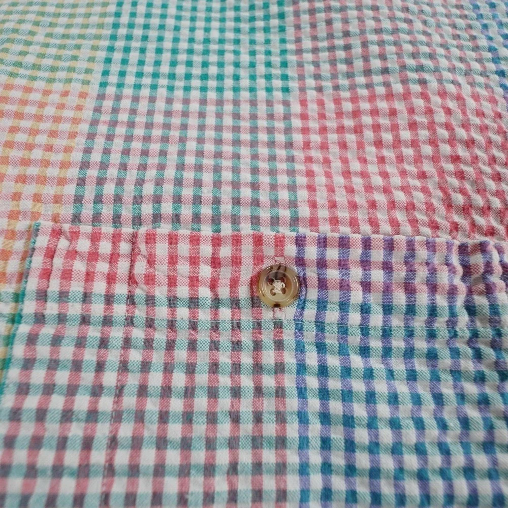 Deep River Trading Seersucker Shirt Mens XXL Pastel Plaid Button Up Cotton Prep - Picture 9 of 14
